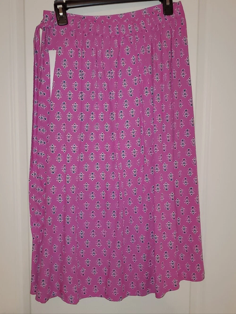 J. Crew Pink Scroll Printed Faux Wrap Midi Skirt, Petite Medium